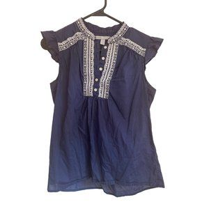 Old Navy S Blue Boho Cap Sleeve Tank Top